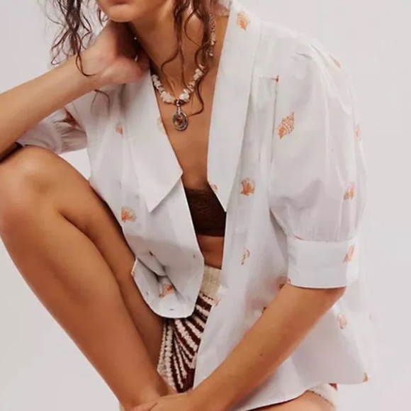 NWOT Free People lover printed blouse - SZ XS - Picture 1 of 8